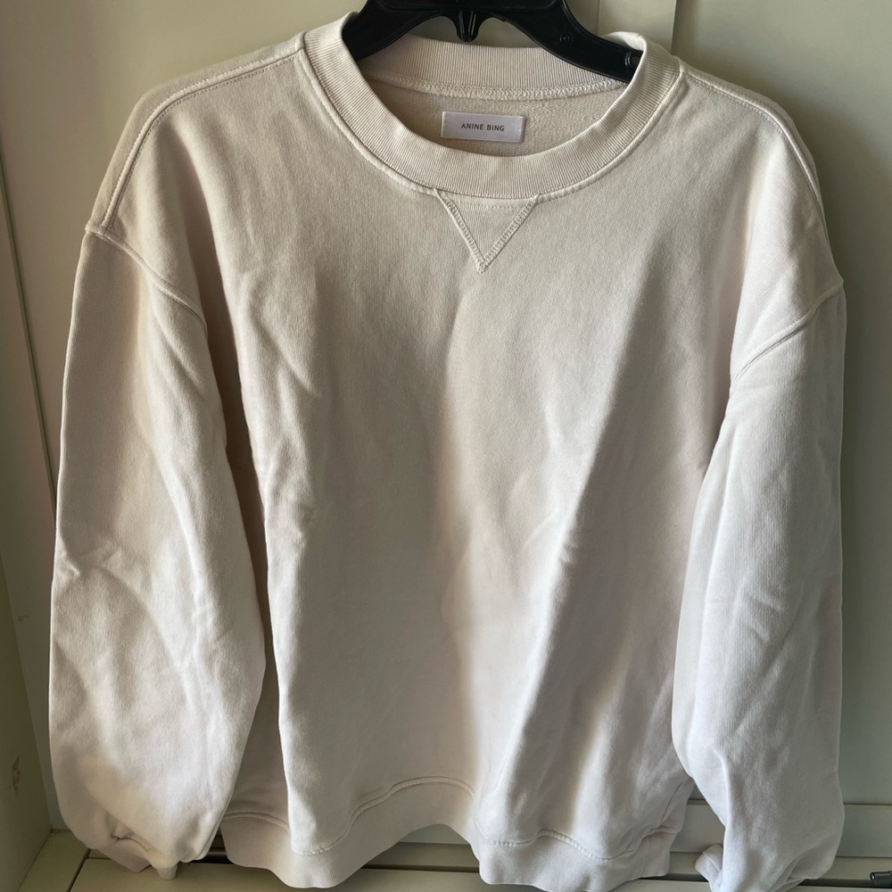 Anine Bing Cream Crewneck Sweater